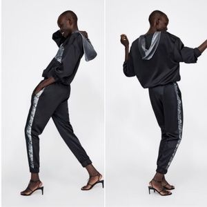 satin joggers zara